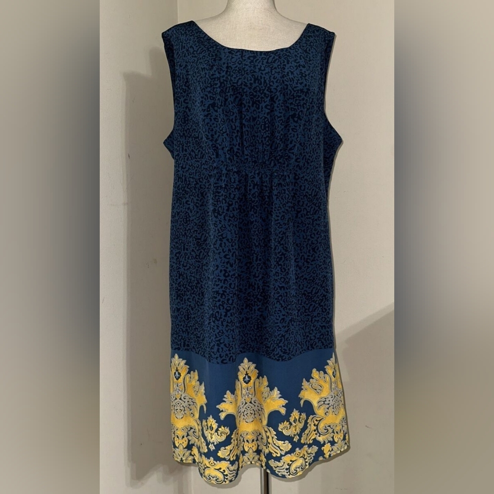 Daisy Fuentes sleeveless dress Blue & Yellow size XL